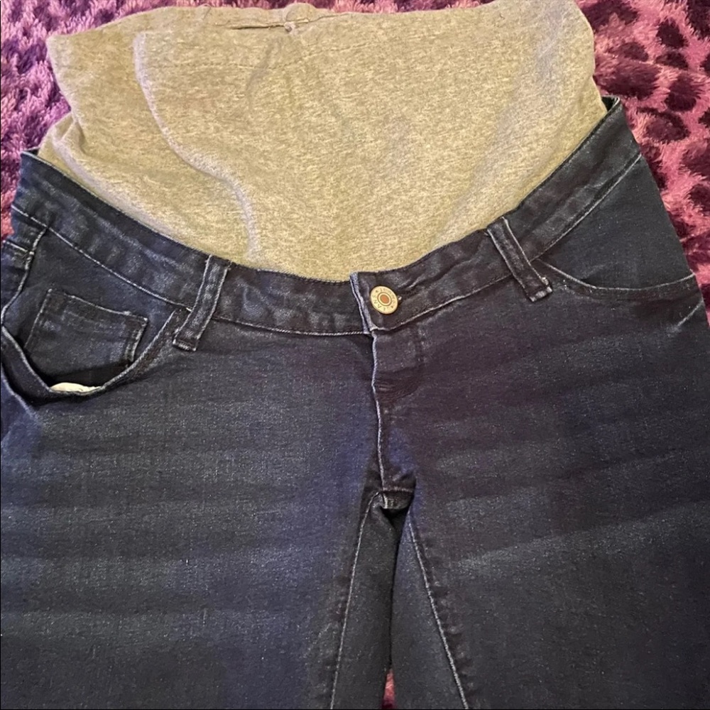 SHEIN dark wash skinny maternity jeans